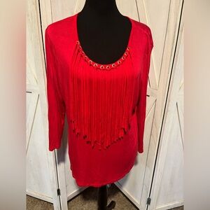 Michael Kors Boho Fringe Western Festival Blouse